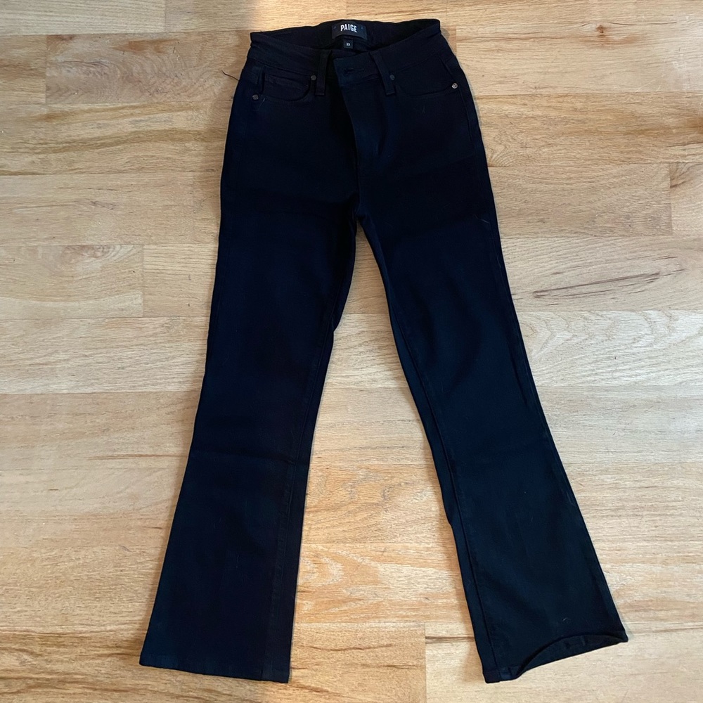 Paige Colette Black High Rise Flared Bootcut Jeans.
